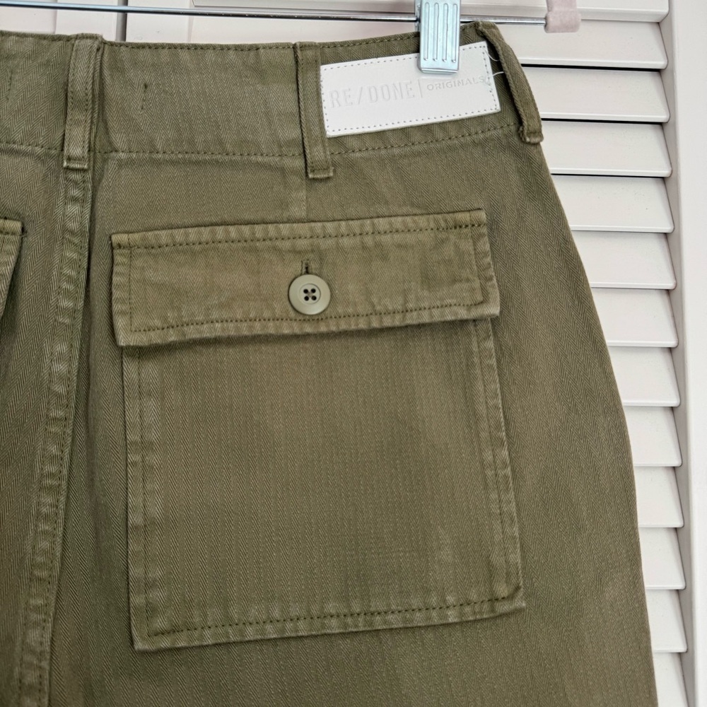 RE/DONE 50s Military Trouser Straight Leg Ankle Pants Olive Green Size 26 - Picture 7 of 10